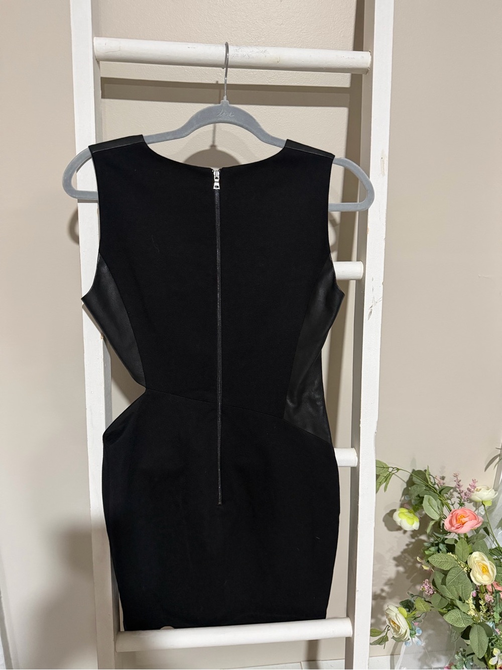 BCBGMaxAzria Black Two-Tone Cutout Mini Dress - Picture 4 of 6